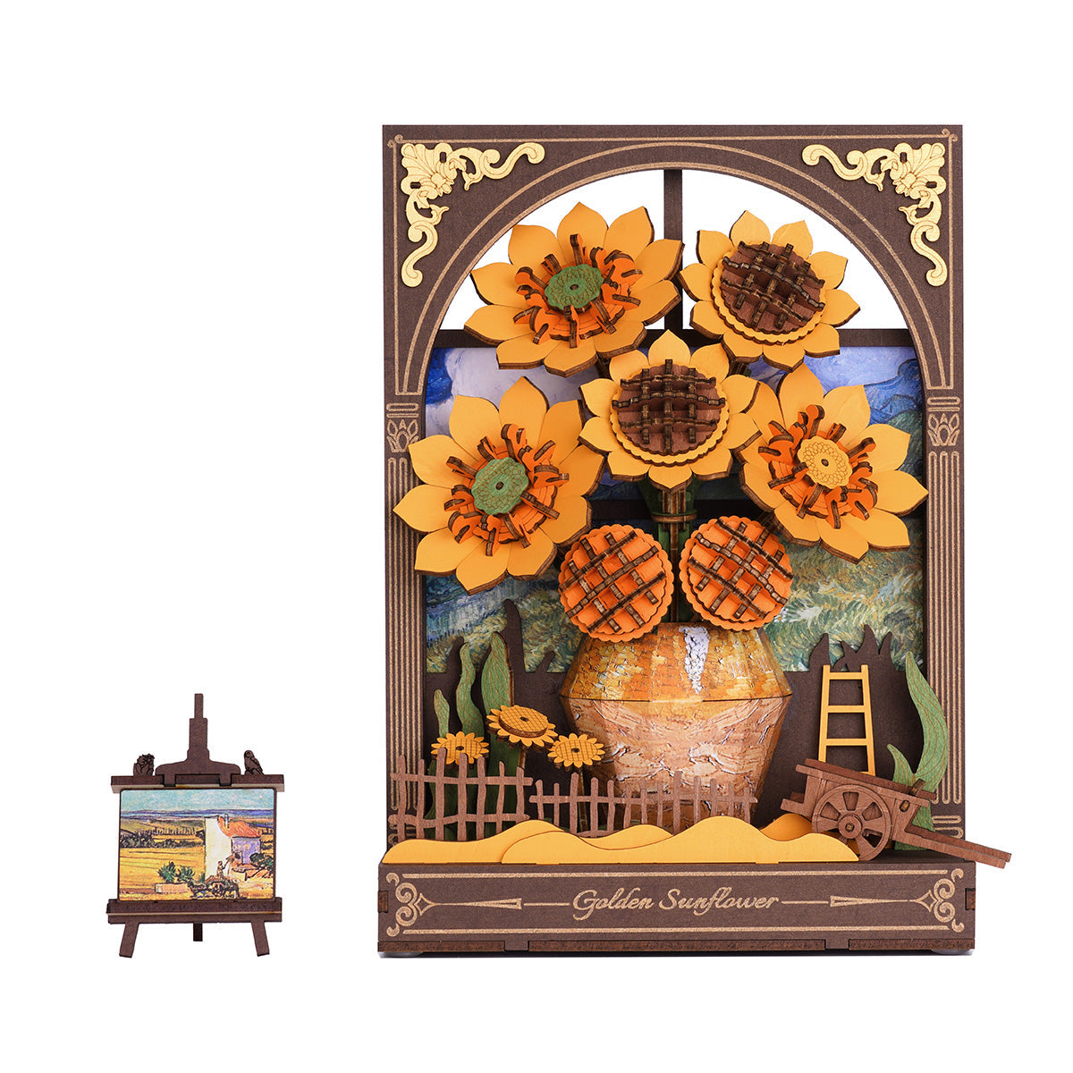 The Golden Hour: Wooden Sunflower Kit with LED, 266 Pieces
