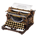 Wooden typewriter kit, rear view of the mechanism
