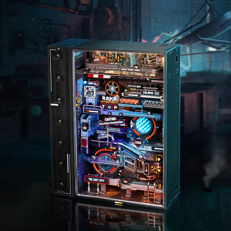 Terminus: Cyberpunk Marble Run Kit with LED, assembled: 130-piece kit