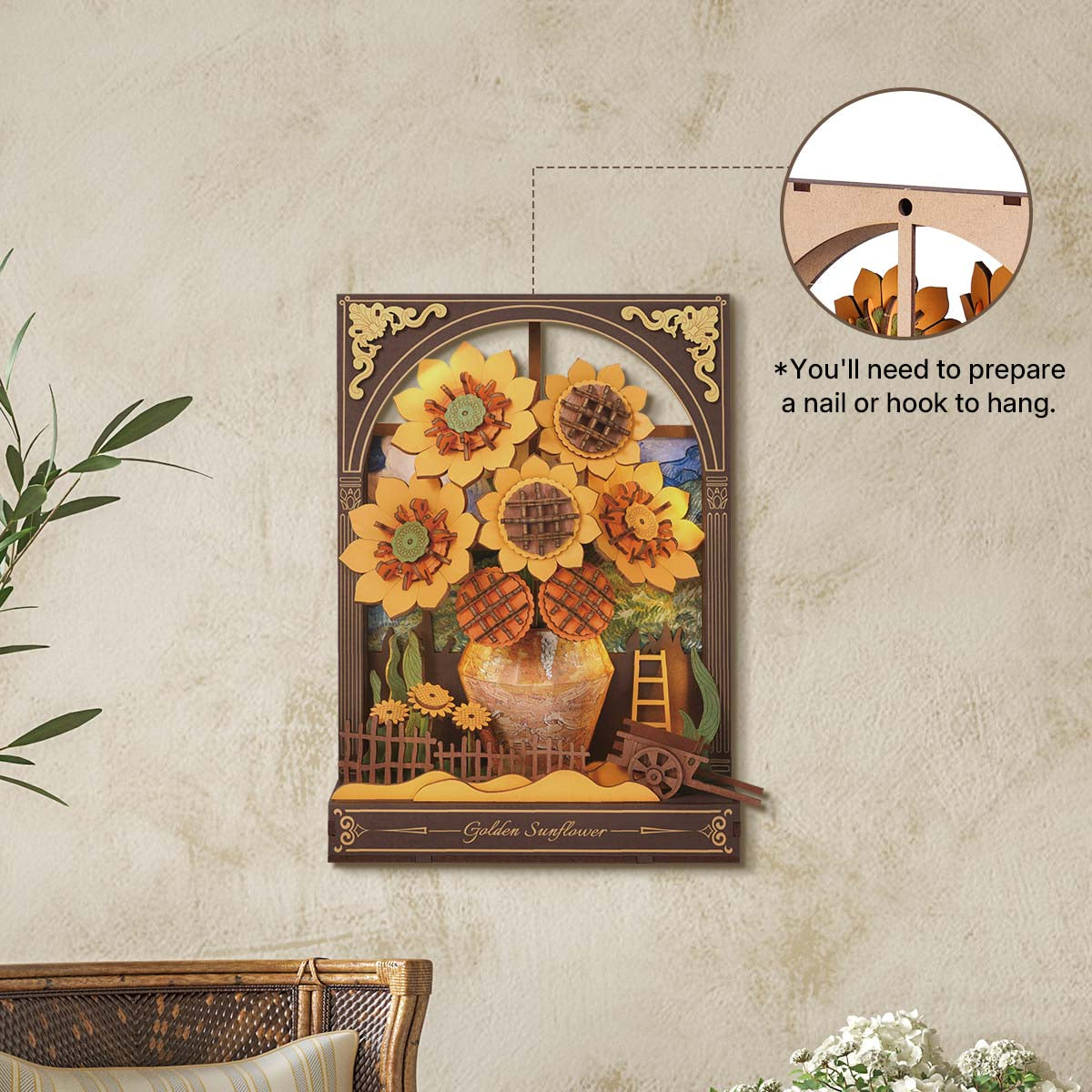 The Golden Hour: Wooden Sunflower Kit with LED, 266 Pieces