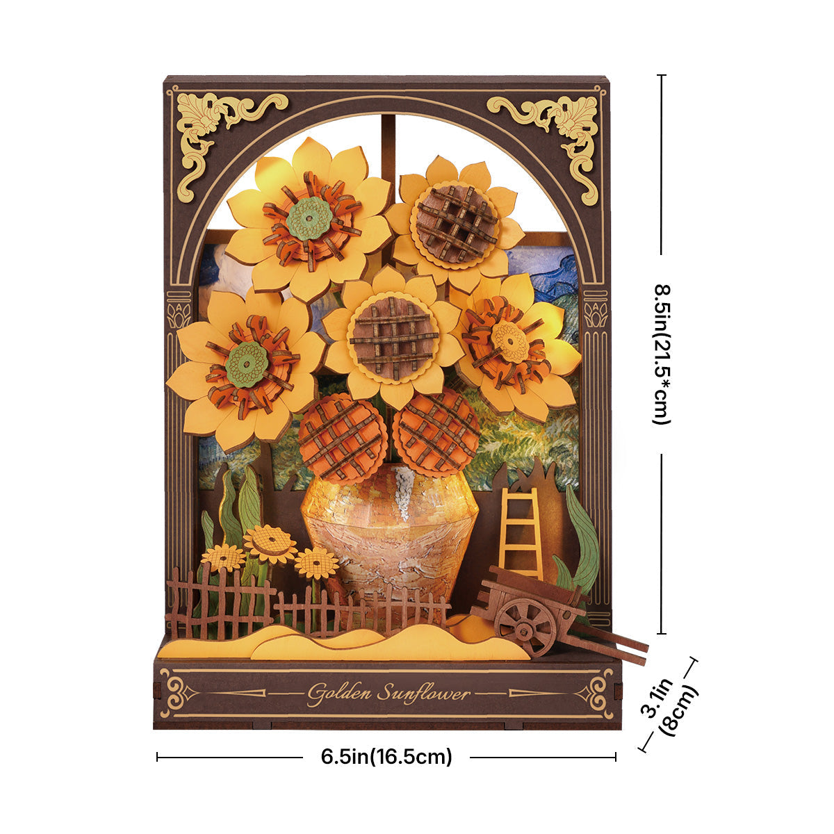 The Golden Hour: Wooden Sunflower Kit with LED, 266 Pieces
