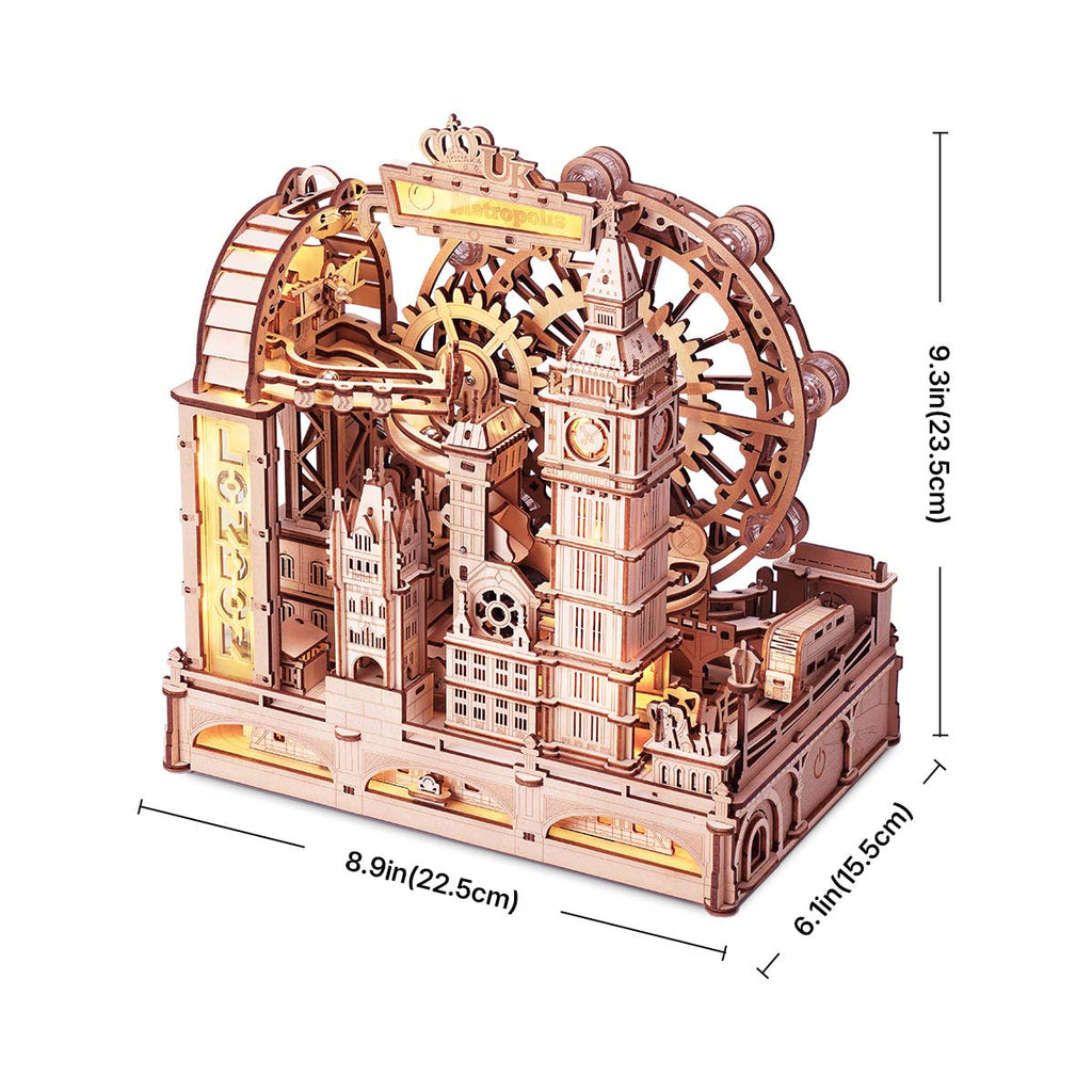 The London Circuit: Wooden Marble Run Kit with LED Lights, photo 2 of 8