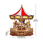 Gallopers: Wooden Carousel Music Box Kit, 265 Pieces