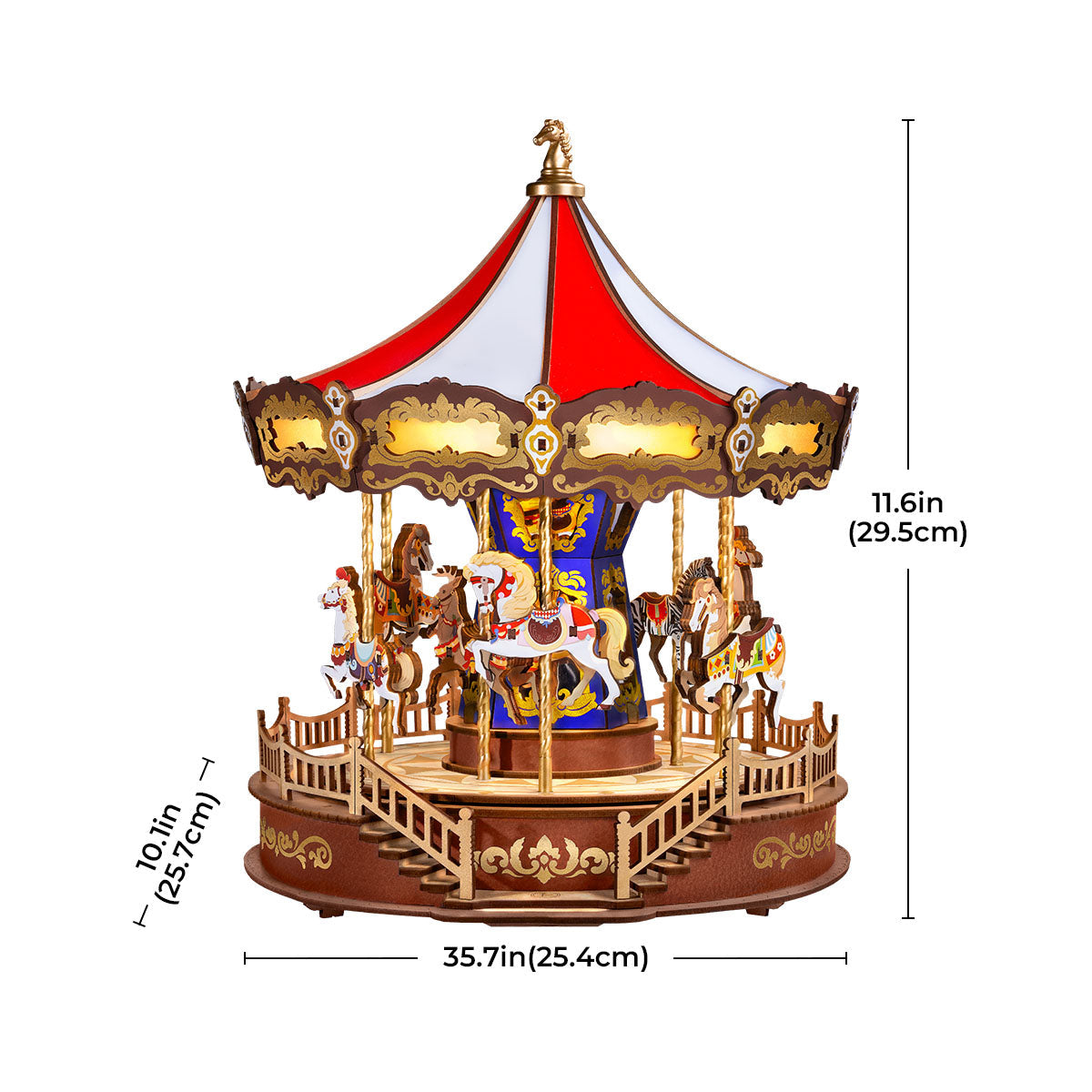 Gallopers: Wooden Carousel Music Box Kit, 265 Pieces