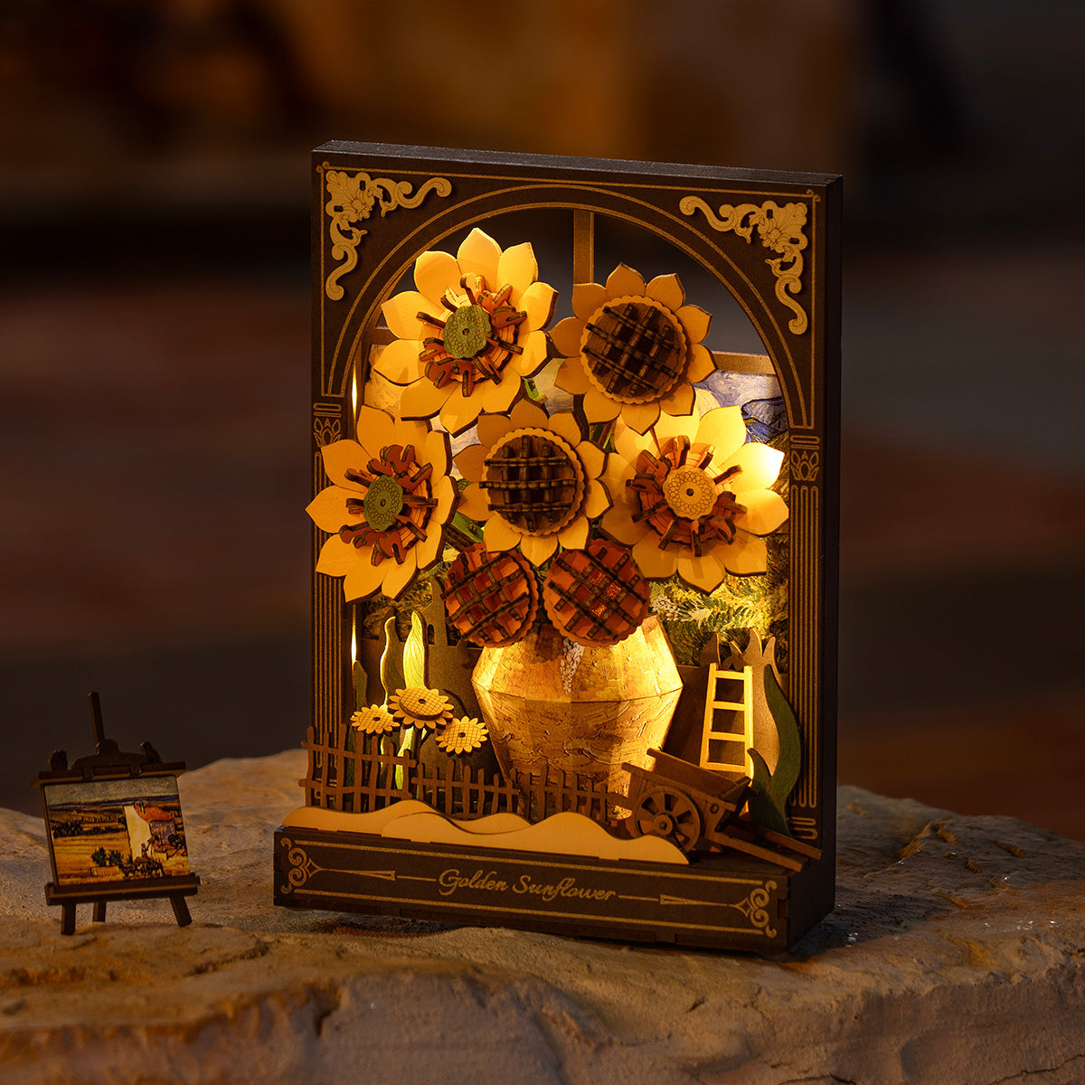 The Golden Hour: Wooden Sunflower Kit with LED, 266 Pieces