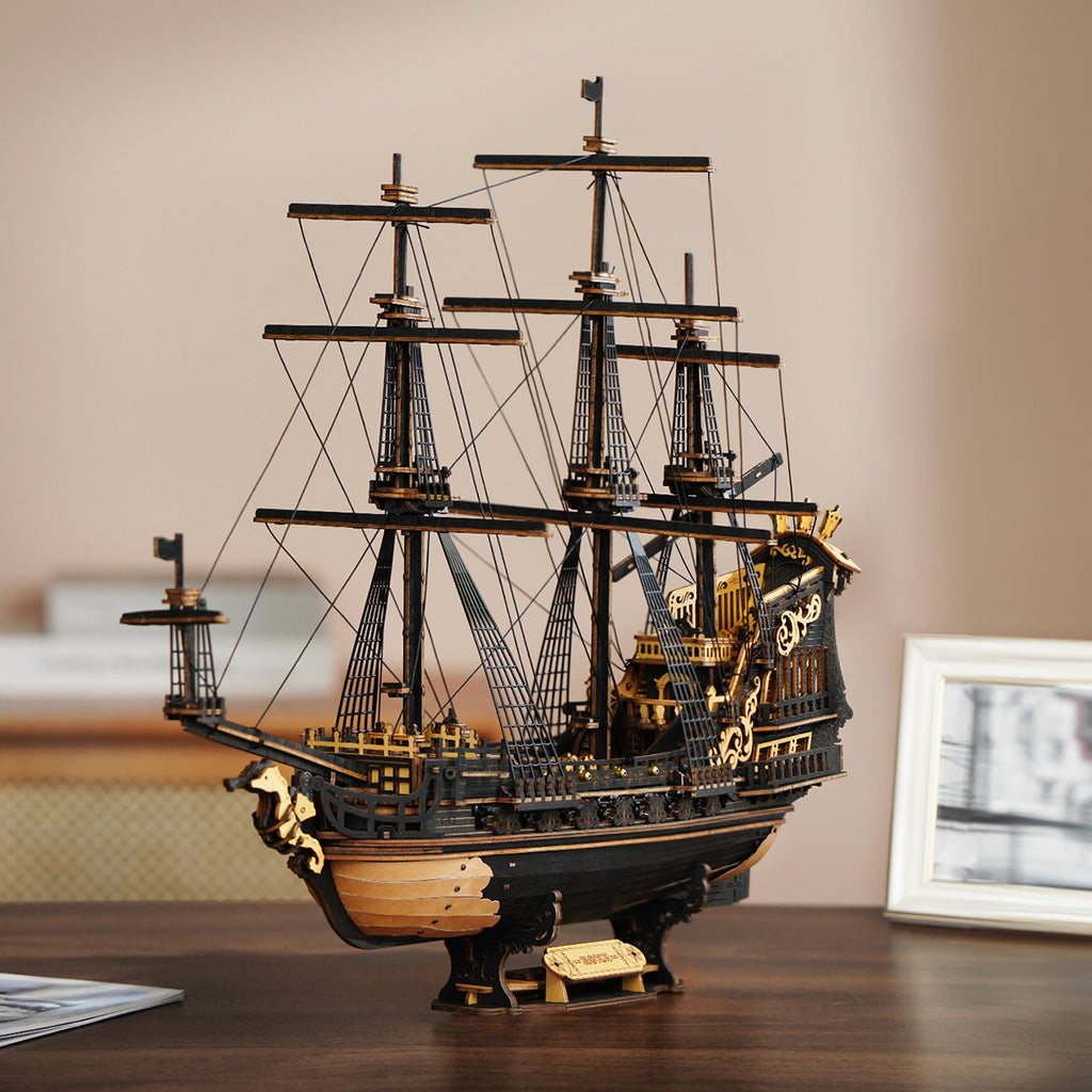 The Pirate's Fortune: 3D Wooden Ship Model Kit, 603 Pieces