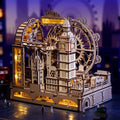 The London Circuit: Wooden Marble Run Kit with LED Lights, assembled: 431-piece kit