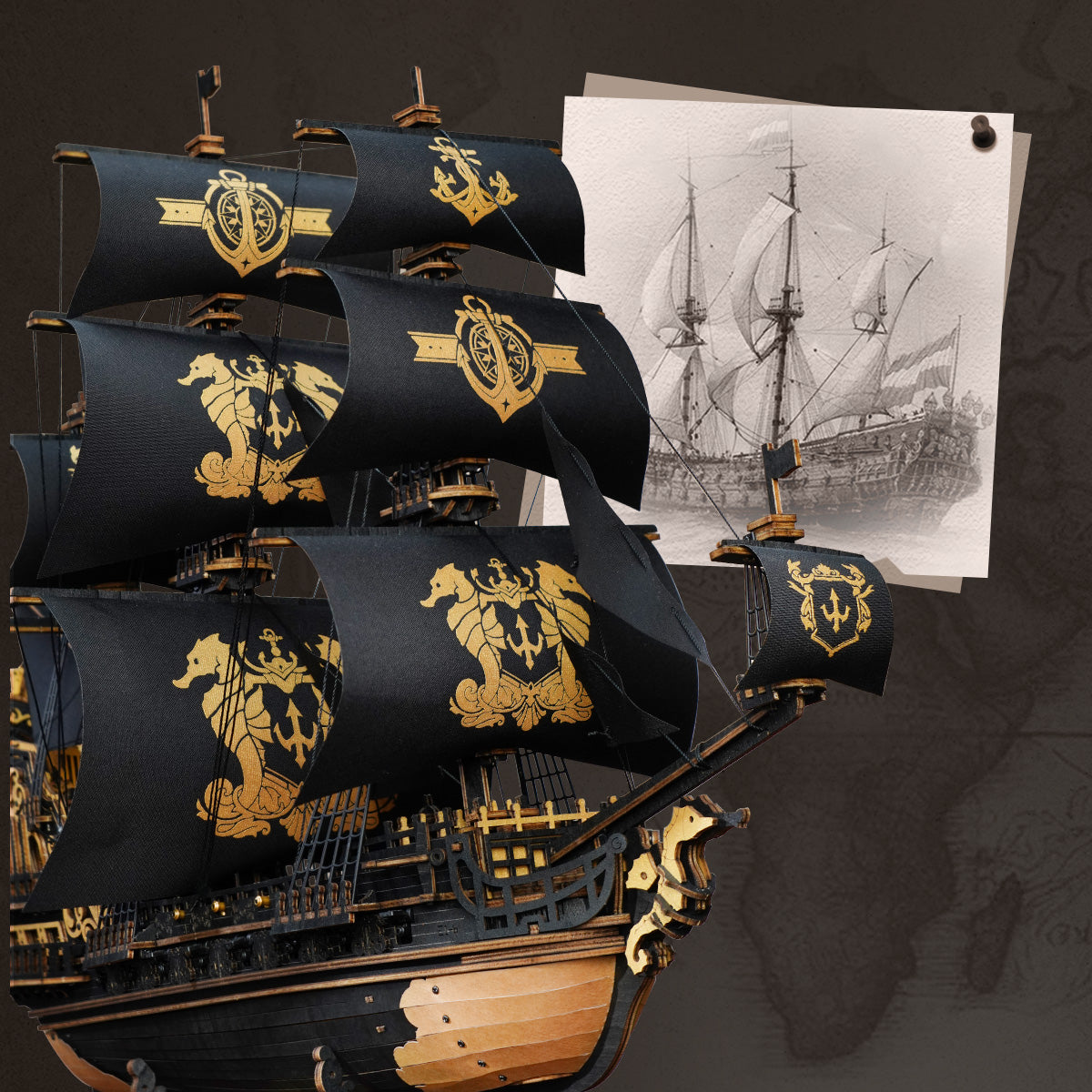 The Pirate's Fortune: 3D Wooden Ship Model Kit, 603 Pieces