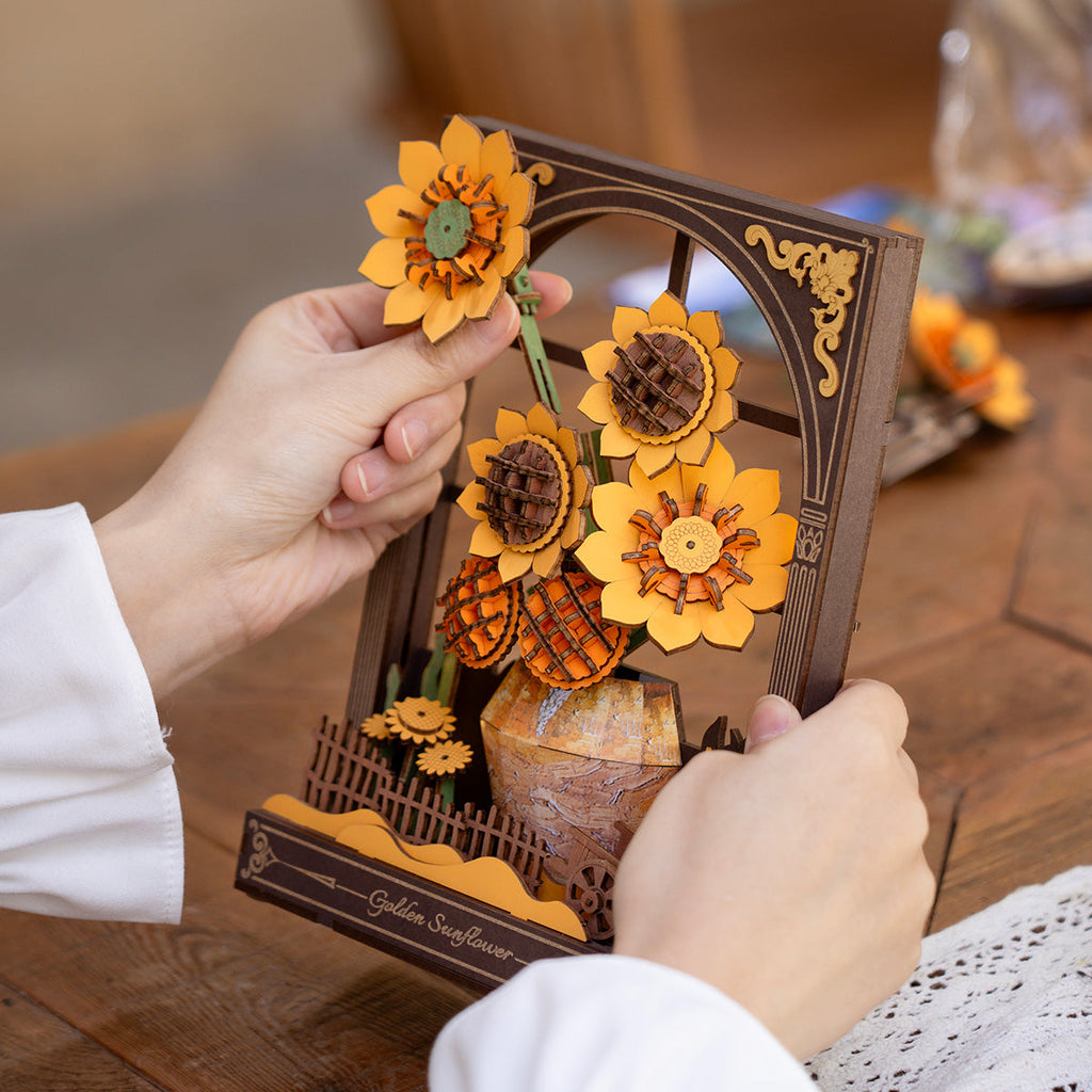 The Golden Hour: Wooden Sunflower Kit with LED, 266 Pieces