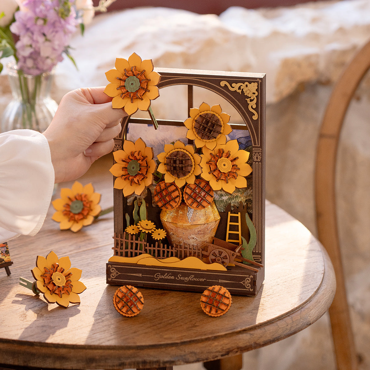 The Golden Hour: Wooden Sunflower Kit with LED, 266 Pieces