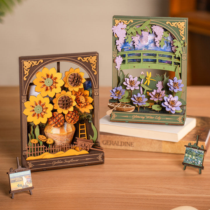 The Golden Hour: Wooden Sunflower Kit with LED, 266 Pieces