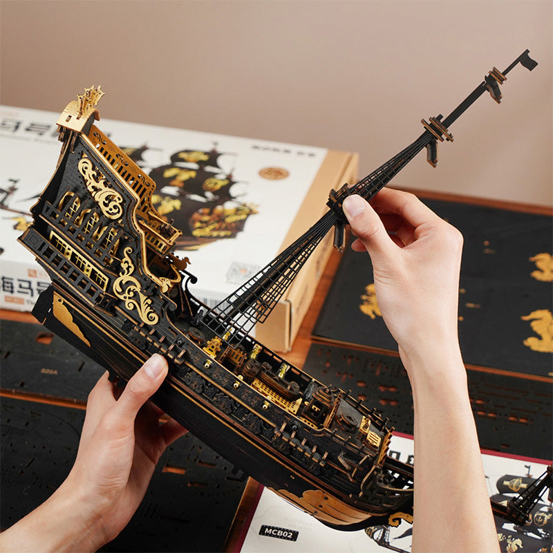 The Pirate's Fortune: 3D Wooden Ship Model Kit, 603 Pieces