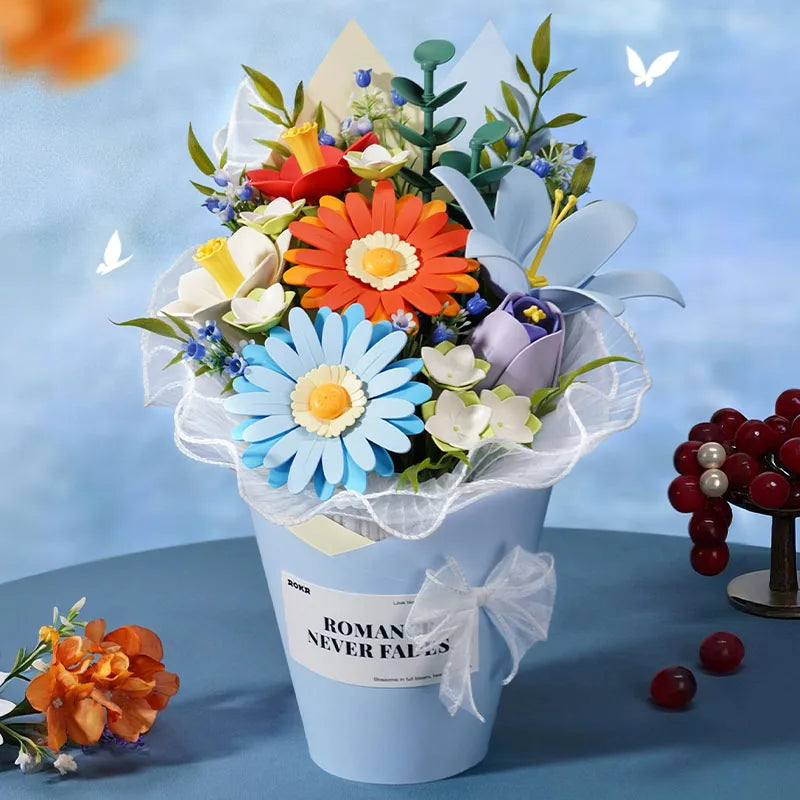 The Blue Hour: Moving Flower Bouquet Kit, assembled: 269-piece kit