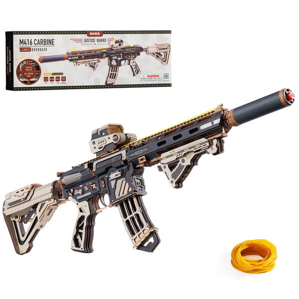 The Marksman: Wooden Rubber Band Model Kit, assembled: 410-piece kit