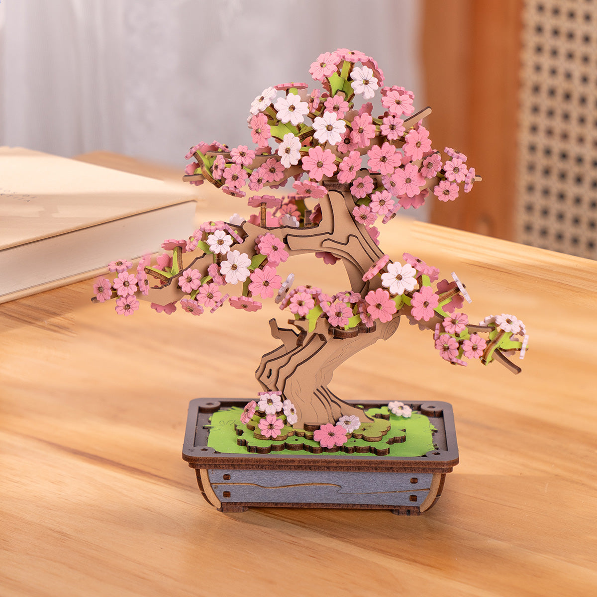 Two Weeks: Sakura Bonsai Wooden Model Kit, assembled: 263-piece kit