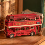 The Hop-On: London Bus Wooden Model Kit, assembled: 255-piece kit