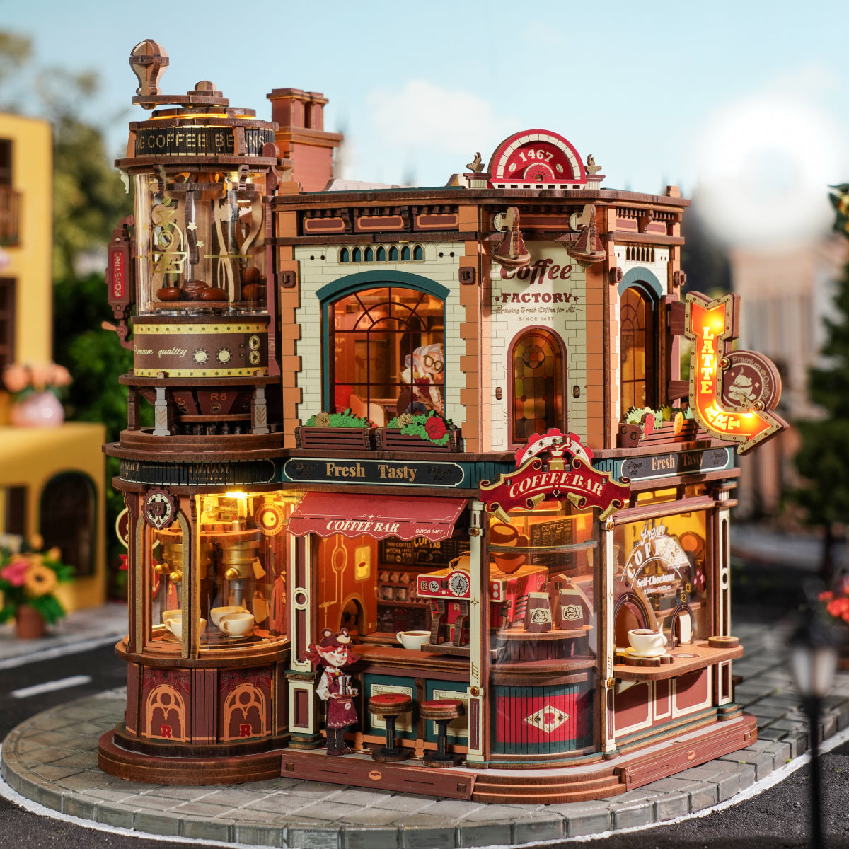 Coffee factory kit with its six ambient lights on