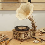 Seventy-Eight: Hand-Crank Gramophone Kit, assembled: 424-piece kit