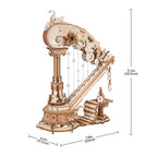 The Swan Harp wind-up music box kit, side view