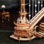 Close-up of the harp strings and pedals