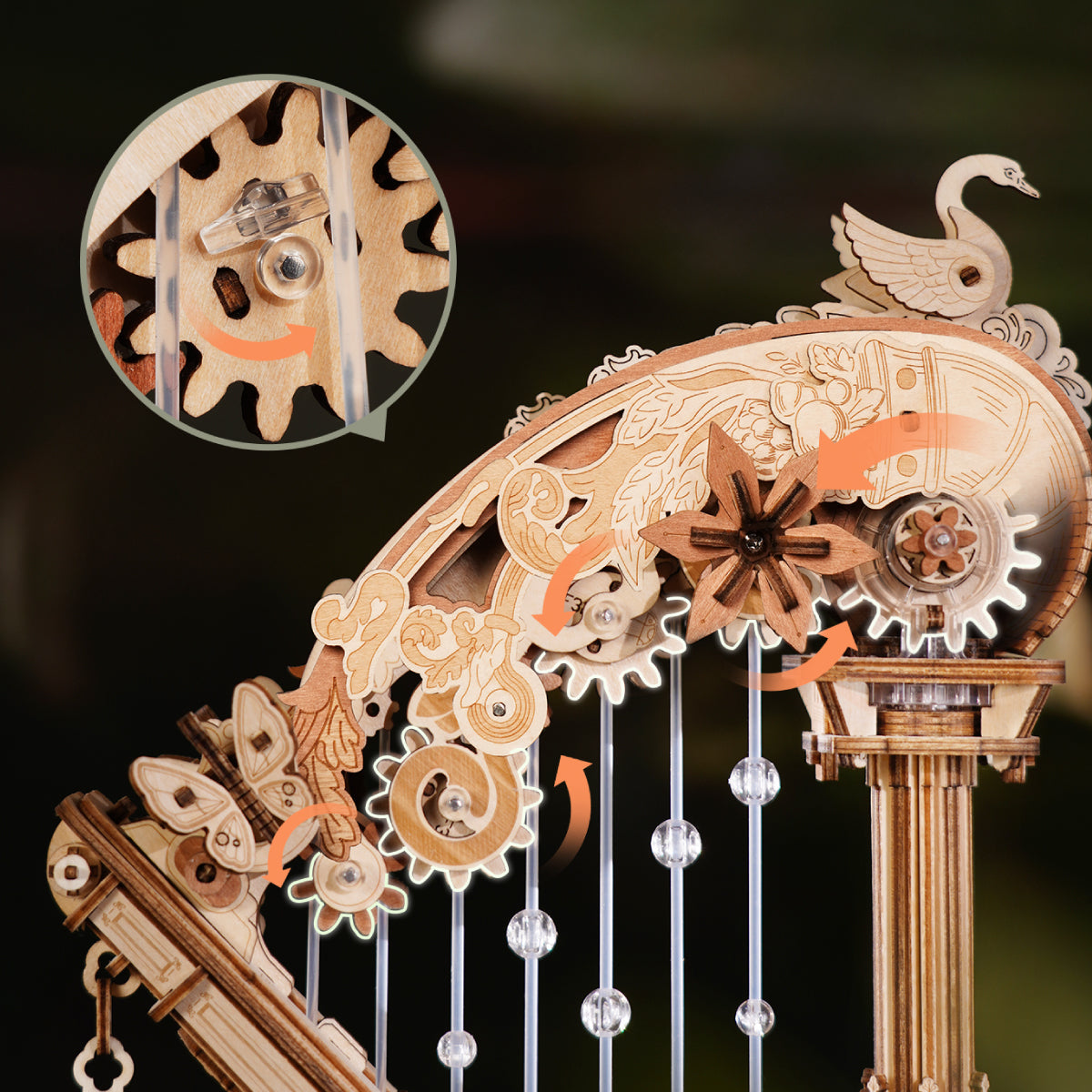 Laser-cut wooden sheets of the 350-piece kit