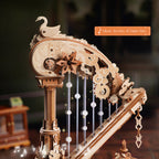 Wooden harp music box kit, gear and spring detail
